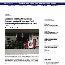 Descenso en las actividades de fusiones y adquisiciones en Per durante el primer semestre de 2025